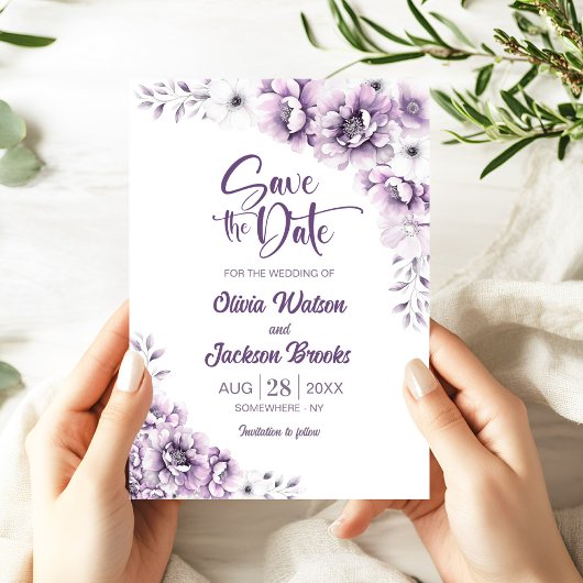 Roze bloemige trouwkaart 'Save the Date' Kaart