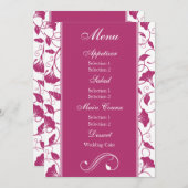 Roze Bloemige Trouwreceptie Diner Menu Kaart (Voorkant / Achterkant)