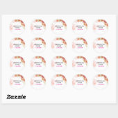 Roze bloemige trouwsticker ronde sticker (Vel)