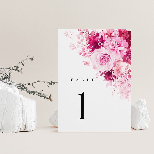 Roze Bloemige Trouwtafel Nummers