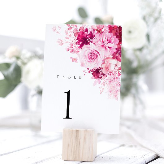 Roze Bloemige Trouwtafel Nummers