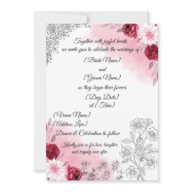 Roze bloemige trouwuitnodiging | Elegant wit 