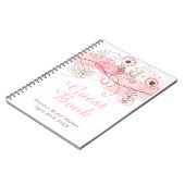 Roze Bloemige Twist Bruiloftsfeest Notitieboek (Linkerzijde)