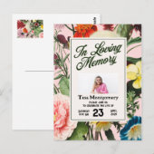 Roze Bloemige Uitnodiging voor een Begrafenis (Voorkant / Achterkant)