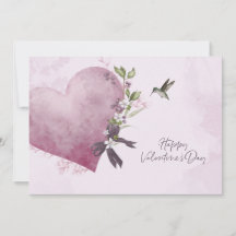 Roze bloemige Valentijnsdagkaart met bloemhart