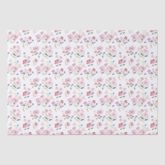 Roze bloemige verjaardagsfeestje tissuepapier (Voorkant)