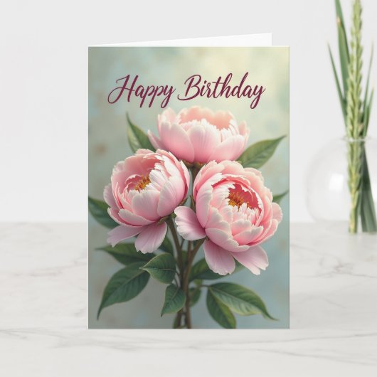 Roze bloemige verjaardagskaart kaart (Voorkant)