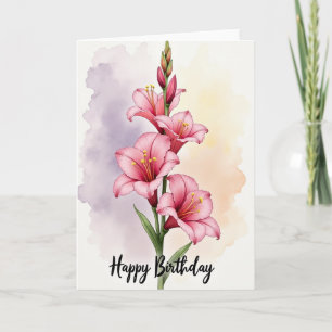 Roze bloemige verjaardagskaart kaart