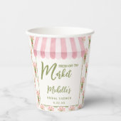 Roze bloemige vers van de markt bruidsmeisjesfeest papieren bekers (Voorkant)