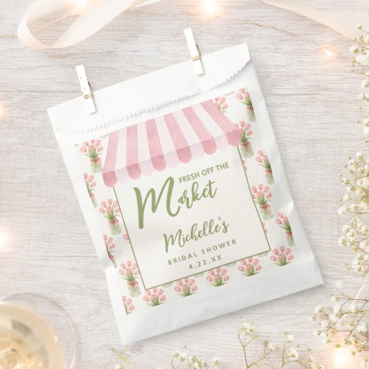 Roze bloemige vers van de markt bruidsmeisjeshower bedankzakje (Geknipt)