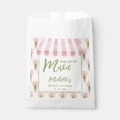 Roze bloemige vers van de markt bruidsmeisjeshower bedankzakje (Voorkant)