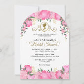 Roze bloemige Victoriaanse bruiloftboog Kaart (Voorkant)