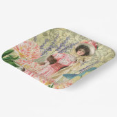 Roze Bloemige Victoriaanse Vrouw Regency Papieren Bordje (Gebogen)