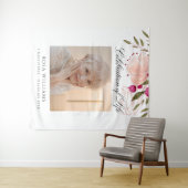 Roze Bloemige Viering van het Leven Funeral Memori Wandkleed (In Situ (horizontaal))