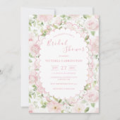 Roze bloemige vintage bruidsdouche  kaart (Voorkant)
