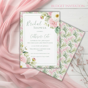 Roze bloemige vintage bruidsuitnodiging kaart