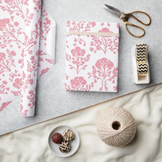 Roze Bloemige Vintage Cadeaupapier (Crafts)