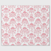 Roze Bloemige Vintage Cadeaupapier (Vlak)