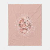 Roze Bloemige Vintage Gepersonaliseerde Monogram N Fleece Deken (Voorkant)