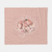 Roze Bloemige Vintage Gepersonaliseerde Monogram N Fleece Deken (Voorkant (Horizontaal))