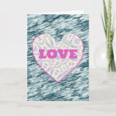 Roze Bloemige Vintage Hart Liefde Valentijn Kaart (Voorkant)