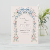 Roze bloemige vintage prieel bruidsdouche kaart (Staand voorkant)
