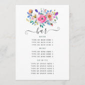 Roze Bloemige Vintage Trouwbar Menu (Voorkant)