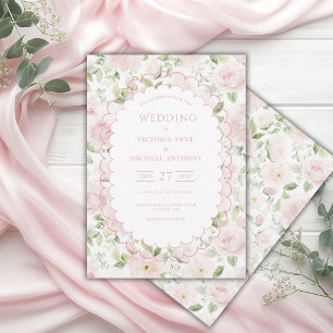 Roze Bloemige Vintage Trouwdag Kaart