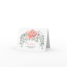 Roze bloemige vintage trouwthank-you