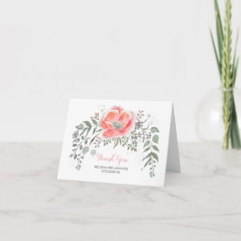 Roze bloemige vintage trouwthank-you bedankkaart