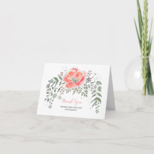Roze bloemige vintage trouwthank-you bedankkaart