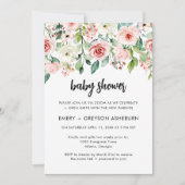 Roze bloemige virtuele babyshower uitnodiging (Voorkant)