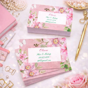 roze bloemige visitekaartje magnetisch visitekaartje