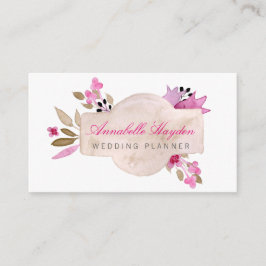 Roze  bloemige visitekaartjes