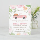 Roze bloemige vrachtwagen Kleine POMPOEN MEISJE BA Kaart (Staand voorkant)