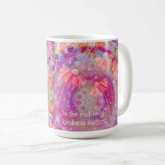  roze bloemige vriendelijkheid is van belang voor  koffiemok (Voorkant rechts)