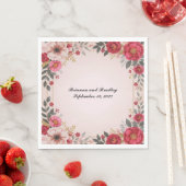 Roze bloemige vrijgezellenfeest servet (Insitu)