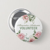 Roze Bloemige Vrijwilliger Ronde Button 5,7 Cm (Voorkant /achterkant)