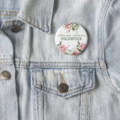 Roze Bloemige Vrijwilliger Ronde Button 5,7 Cm (In situ)
