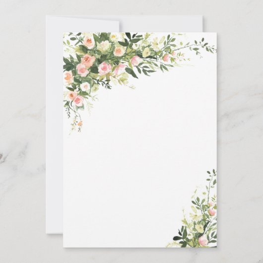 Roze Bloemige Watercolor Script Uitnodiging (Achterkant)