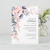 Roze Bloemige Waterverf Bloei Script Bruidsbruilof Kaart (Staand voorkant)