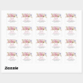 Roze Bloemige Waterverf Botanische Bruidsdouche  Vierkante Sticker (Vel)