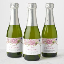 Roze bloemige waterverf botanische bruiloft min