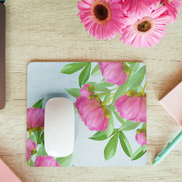 Roze bloemige waterverf eenvoudige tuinboeket muismat