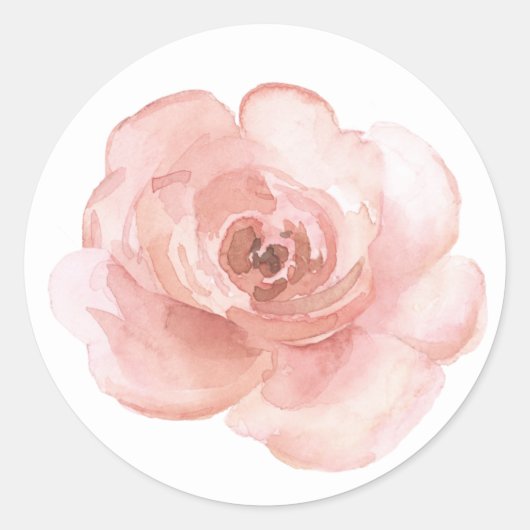 Roze Bloemige Waterverf Elegant Mooi Ronde Sticker (Voorkant)