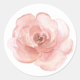 Roze Bloemige Waterverf Elegant Mooi Ronde Sticker