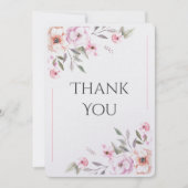 Roze Bloemige Waterverf Modern Bedankkaart (Voorkant)