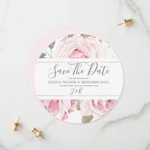 Roze bloemige waterverf roze trouw  save the date