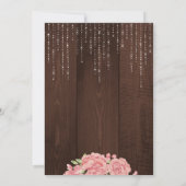 Roze bloemige waterverf rustiek houten vrijgezelle kaart (Achterkant)