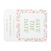 Roze Bloemige Waterverf Save the Date Magneet (Horizontaal)